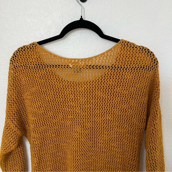2/$30 Old Navy Open Weave 3/4 sleeve sweater in mustard yellow SZ M - Picture 7 of 13
